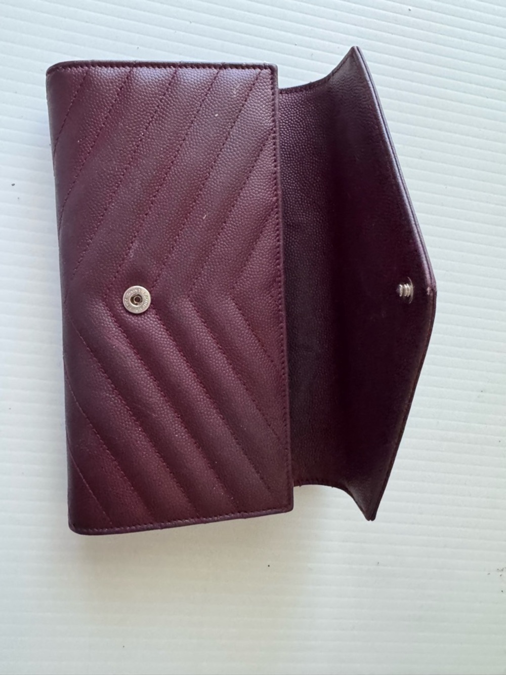 YSL Quilted Leather Wallet in Burgundy - Picture 2 of 7